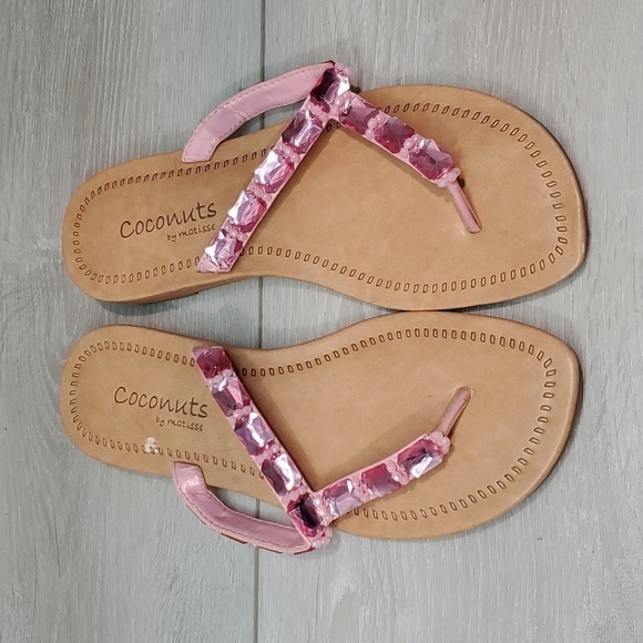 Coconuts By Matisse Women Twinkle Crystal Thong Sandals Flats shoes sz 8 - Picture 2 of 10